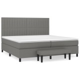 Cumpara ieftin Pat box spring cu saltea, gri inchis, 200x200 cm, textil