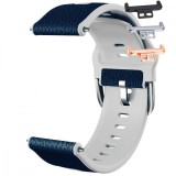 Curea hibrid silicon-piele, compatibila Huawei Watch Fit 1, cu adaptor dedicat, MLS Blue