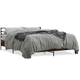 Cumpara ieftin Cadru de pat, stejar fumuriu 150x200 cm lemn prelucrat si metal