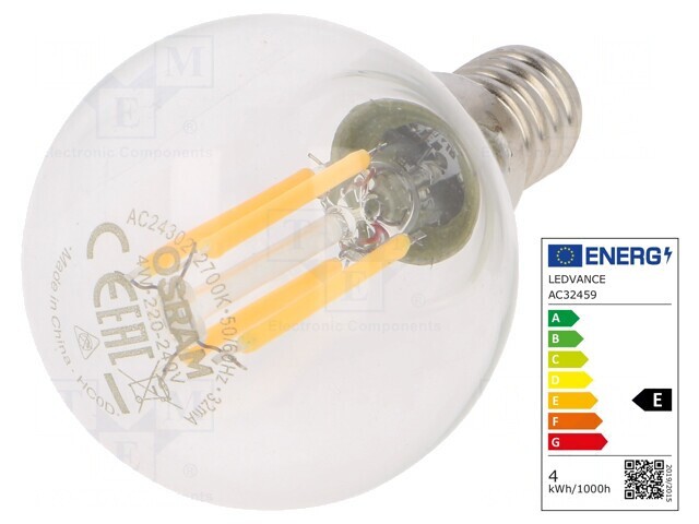 Lampă LED E14 4W Alb Cald 470lm 2700K