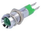 Lampă de control LED verde, 24-28V DC, IP50, concav