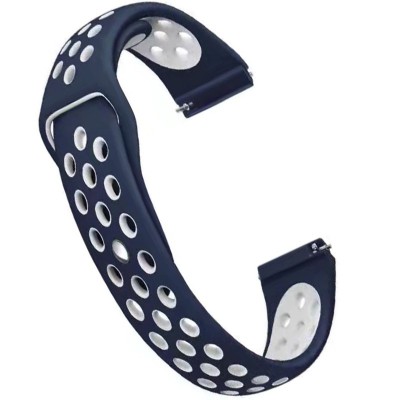 Curea silicon, compatibila Samsung Galaxy Watch3 40mm, telescoape Quick Release, Albastru/Alb foto