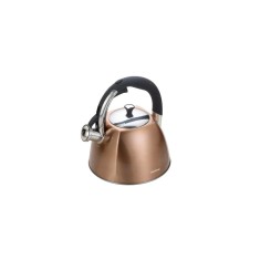 Fierbător tradițional cu fluier fabricat din inox, ceainic 3 litri, 22.2-25 cm, maro, Klausberg