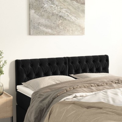 vidaXL Tăblii de pat, 2 buc, negru, 72x7x78/88 cm, catifea 346350 foto
