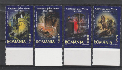 Romania 2005-Centenar Jules Verne,serie 4 valori dantelate,MNH foto