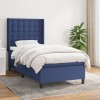 VidaXL Pat box spring cu saltea, albastru, 90x200 cm, textil 3131727