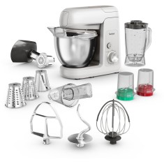 Robot de bucatarie Tefal Bake Partner QB525B38, 1100W, capacitate vas 4.6L, 8 trepte de viteza, functie Pulse, capacitate blender 1.5L, rasnita, tocat