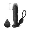 Vibrator Prostata Thrusting Ring Silicon Negru, 10 Vibratii + Impingere, Telecomanda Wireless, USB