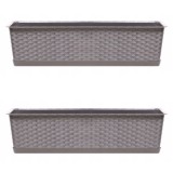 Set 2 jardiniere decorative, Ratolla Case P, cafeniu, 68.5x17.3x15 cm