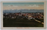 SIBIU , VEDERE GENERALA CU MUNTII FAGARAS IN PLAN INDEPARTAT , CARTE POSTALA ILUSTRATA , 1918
