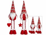 Set 2 figurine Mos Craciun si Craciunita, picioare alungibile textil multicolor 20 x 14 x 85 H