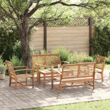 Set de canapele pentru grădină 5 pcs natural Lemn masiv de tec