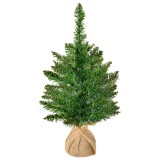 Mini Brad de Craciun Artificial 45cm, brad verde cu 50 Ramuri, baza din iuta, decoratiune de Craciun PVC HOMCOM | Aosom RO