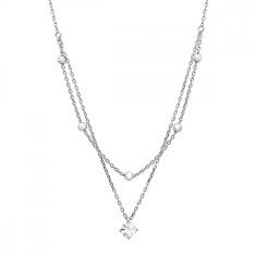 Colier dublu din argint cu diamant moissanite de 0.5CT, Stella foto