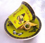 SET CAFEA PORTELAN L. DAKE &amp; ZN OLANDA DECOR CU FLUTURI CEASCA CAFEA ESPRESSO CU FARFURIE