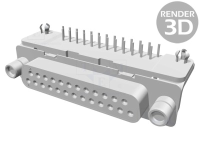 Conector D-Sub 25P mamă 90&amp;deg; THT foto