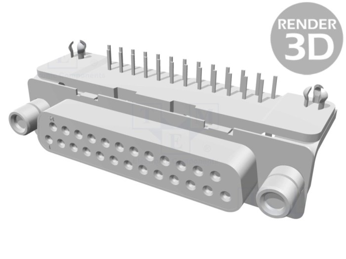 Conector D-Sub 25P mamă 90&deg; THT