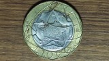 Italia - moneda de colectie bimetal - 1000 lire 1998 - harta Germaniei reunificata - superba !