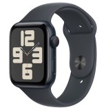 Apple Watch SE (2024), GPS, Carcasa Midnight Aluminium 44mm, Midnight Sport Band - M/L, Resigilat, Grad A