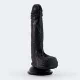 Dildo Realist Crushious Inviktus cu Ventuza, Silicon Lichid, Negru, 19 cm