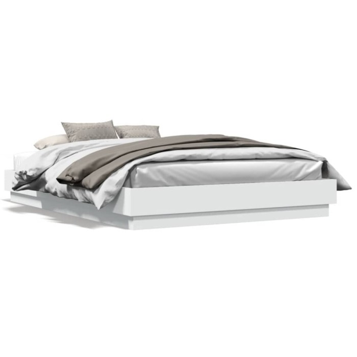 Gossi cadru de pat cu lumini led, alb, 150x200 cm