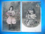 HOPCT 1819 COPII--ROMANTICA-FRANTA-LOT 2 CARTI POSTALE VECHI-CIRCULATE