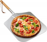 Oyfire Coji de pizza mare din aluminiu, cu m&acirc;ner din lemn, 12&quot; x 14&quot; pentru coac, Oem