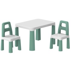 Masa pentru copii cu 2 scaune, sarcina max. 75 kg, Technok, verde