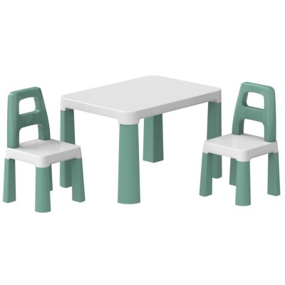 Masa pentru copii cu 2 scaune, sarcina max. 75 kg, Technok, verde foto