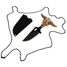 Cutit tactic de vanatoare DEPOX&reg;, Death Valley, 9.5 cm, negru, teaca cu lant inclusa