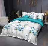 Cumpara ieftin Lenjerie de pat pentru o persoana cu husa elastic pat si 2 fete perna dreptunghiulara, Ailisa, bumbac mercerizat, multicolor