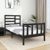 vidaXL Cadru de pat Small Single 2FT6, negru, 75x190 cm, lemn masiv