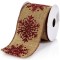 Panglică Decorativă Brad de Crăciun Bej, Fulgi Roșii, 5m x 63mm, Poliester