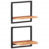 Gossi rafturi de perete 2 buc. 40x24x35 cm lemn masiv acacia/otel