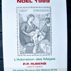 RUANDA 1989 arta pictura Rubens ,Crăciun bloc NESTAMPILAT