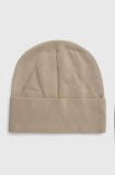 Armani Exchange caciula din amestec de lana culoarea roz, din tesatura neteda