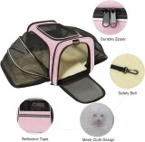 Cumpara ieftin Geanta transport extensibila pentru caini si pisici , pliabil, Portabil si respirabil,45 X28 X 28cm, Roz/negru