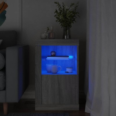 vidaXL Dulap lateral cu lumini LED, gri sonoma, lemn prelucrat 836640 foto