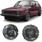 Faruri Fumuri Negre Ribbed Pachet potrivite pentru VW Golf 1 + Cabriolet 74-83 Performance AutoTuning