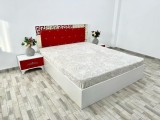 Pat tapitat Perla 160 x 200 cm Gri din Stofa catifea