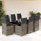 Gossi set bistro de gradina cu perne, 9 piese, gri, poliratan