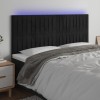 VidaXL Tăblie de pat cu LED, negru, 160x5x118/128 cm, catifea 3122718