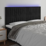 VidaXL Tăblie de pat cu LED, negru, 200x5x118/128 cm, catifea