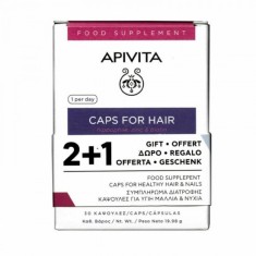 Capsule Apivita pentru păr Hippophae, Zinc și Biotină Promoție 30 capsule (2+1 gratuit)