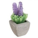 Lum&acirc;nare Decorativă 3D, Model Lavandă și Frunze, Parafină, Mov și Verde, Ghiveci Gri, 6x6x12cm, Oem