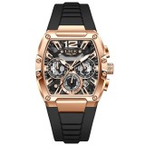 Ceas Barbati Lige 89206 Rose-Negru , Design Sport, Functii Multiple, Rezistent la socuri, Rezistent la Apa 3ATM