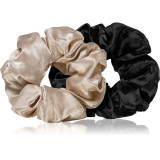 BrushArt Hair Large satin scrunchie set Elastice pentru par Cream &amp; Black