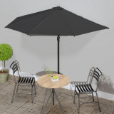 Umbrela de balcon tija aluminiu negru 300x155x223cm semirotund GartenMobel Dekor, vidaXL