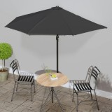 VidaXL Umbrelă de balcon tijă aluminiu negru 300x155x223cm semirotund