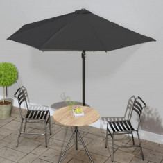 Umbrela de balcon tija aluminiu negru 300x155x223cm semirotund GartenMobel Dekor